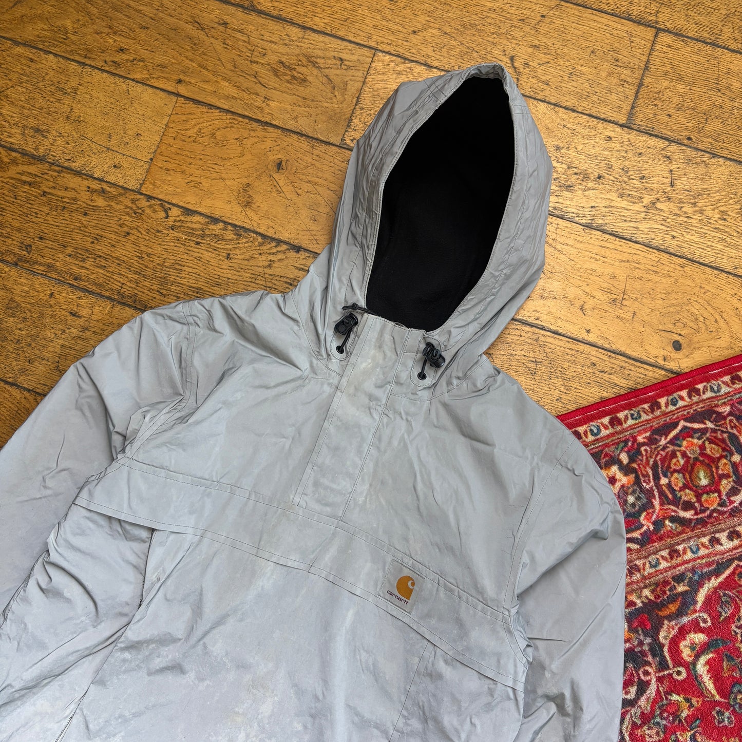 Vintage Carhartt WIP 3M Reflective Grey Parka Coat Jacket - S