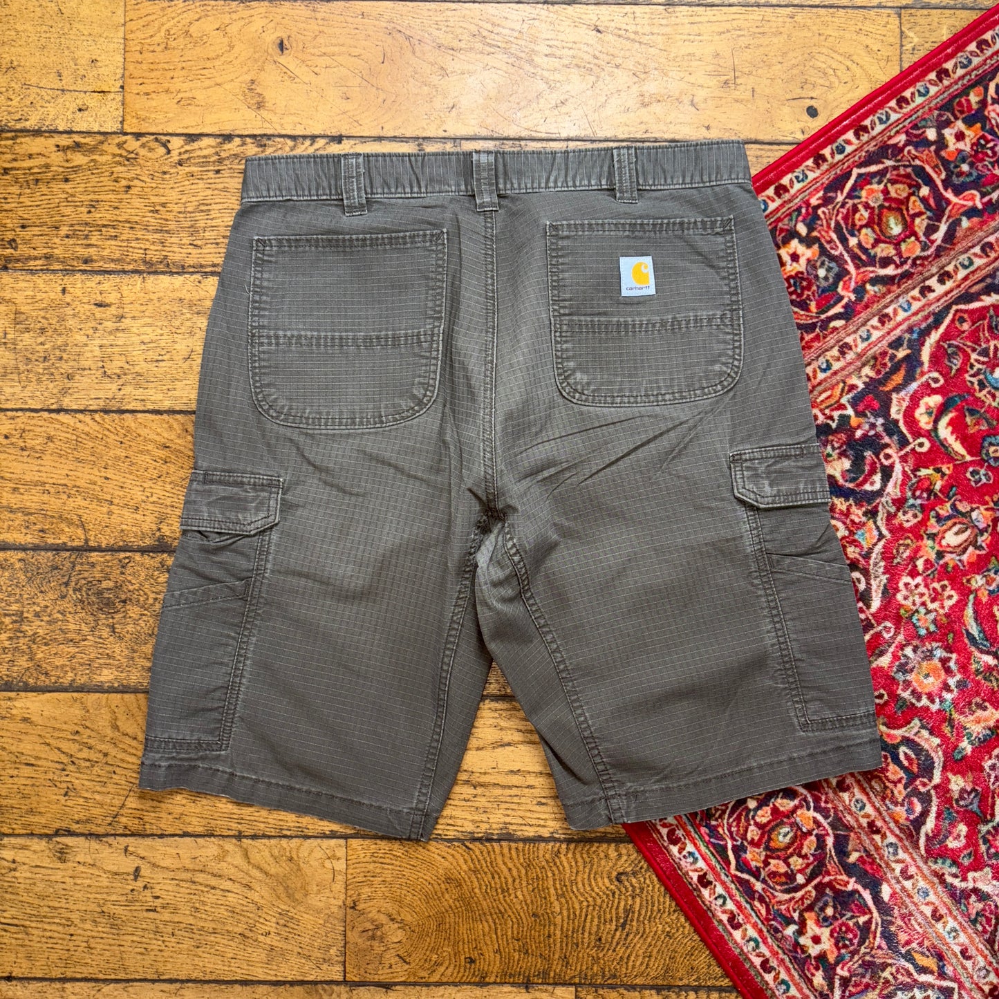 Vintage Carhartt Brown Green Workwear Baggy Carpenter Shorts - 36