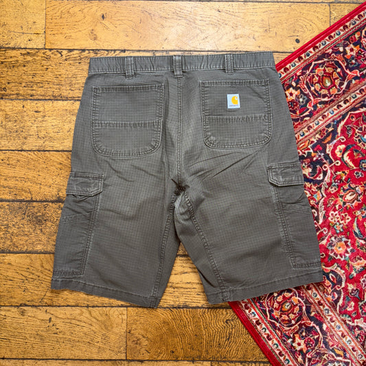 Vintage Carhartt Brown Green Workwear Baggy Carpenter Shorts - 36
