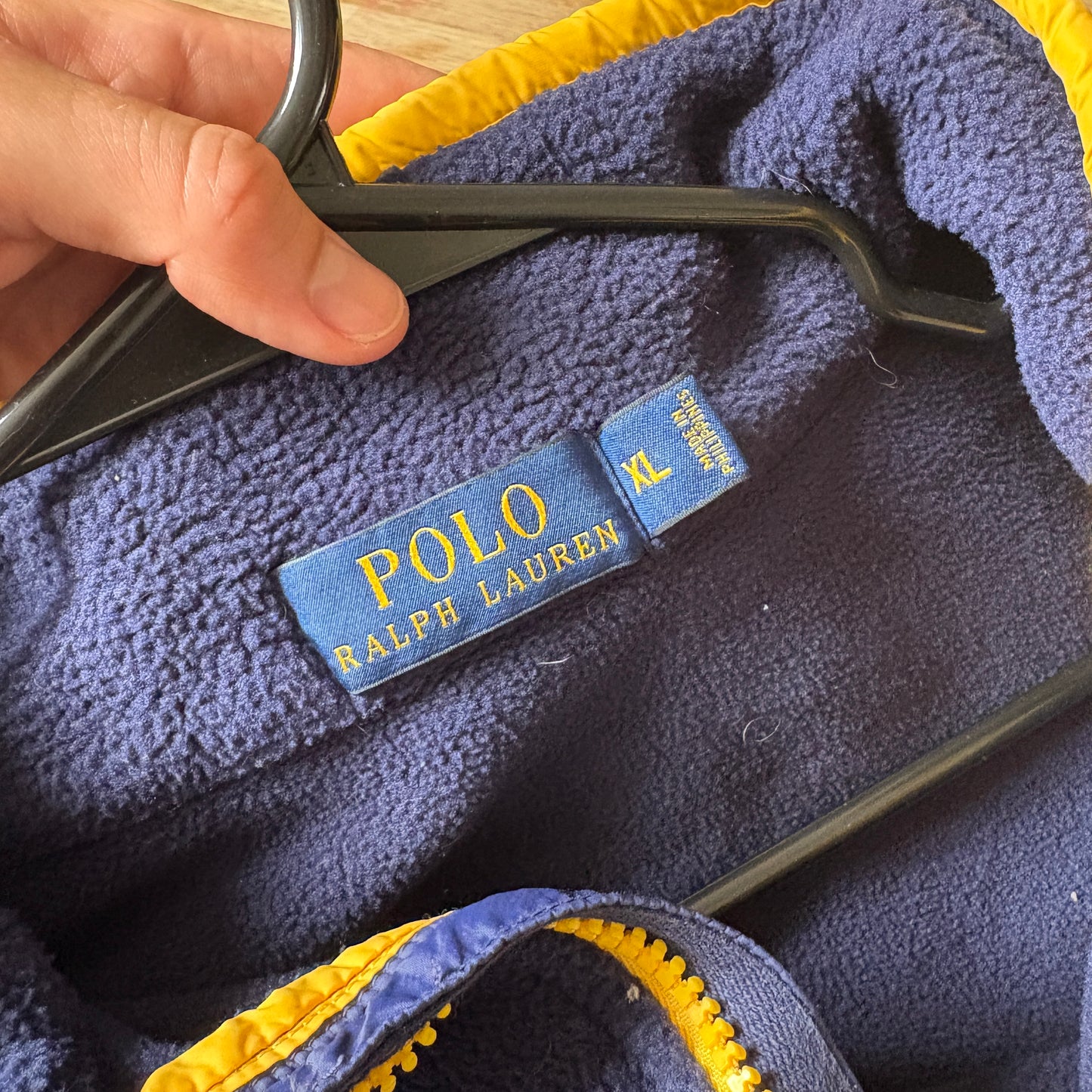 Vintage Ralph Lauren Pocket Navy Fleece Quarter Zip Embroidered Sweatshirt - XL