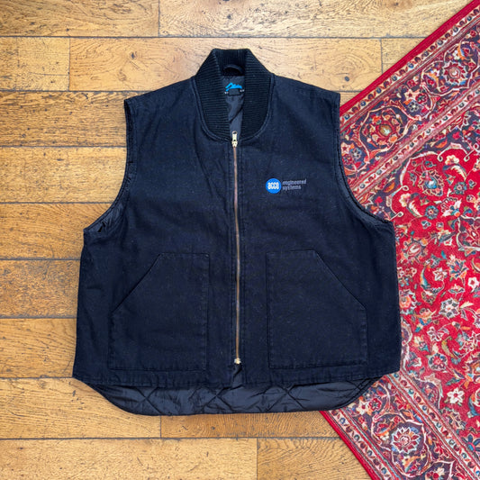 Vintage Black Workwear Gilet Vest - XL