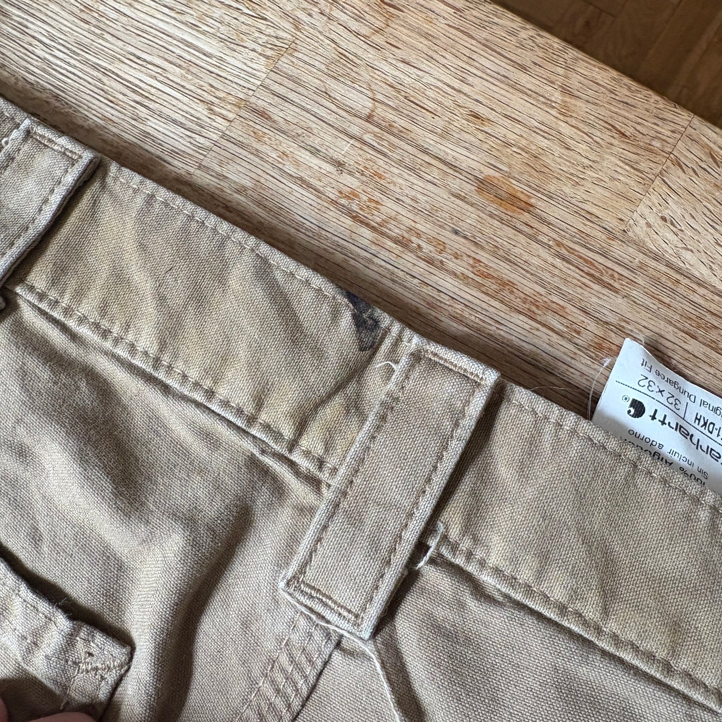 Vintage Carhartt Brown Cream Workwear Carpenter Baggy Trousers - 32R