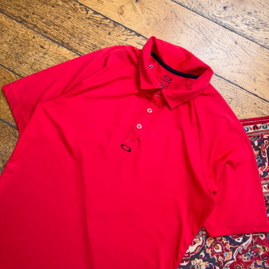 Vintage Red Oakley Embroidered Polo Shirt - S