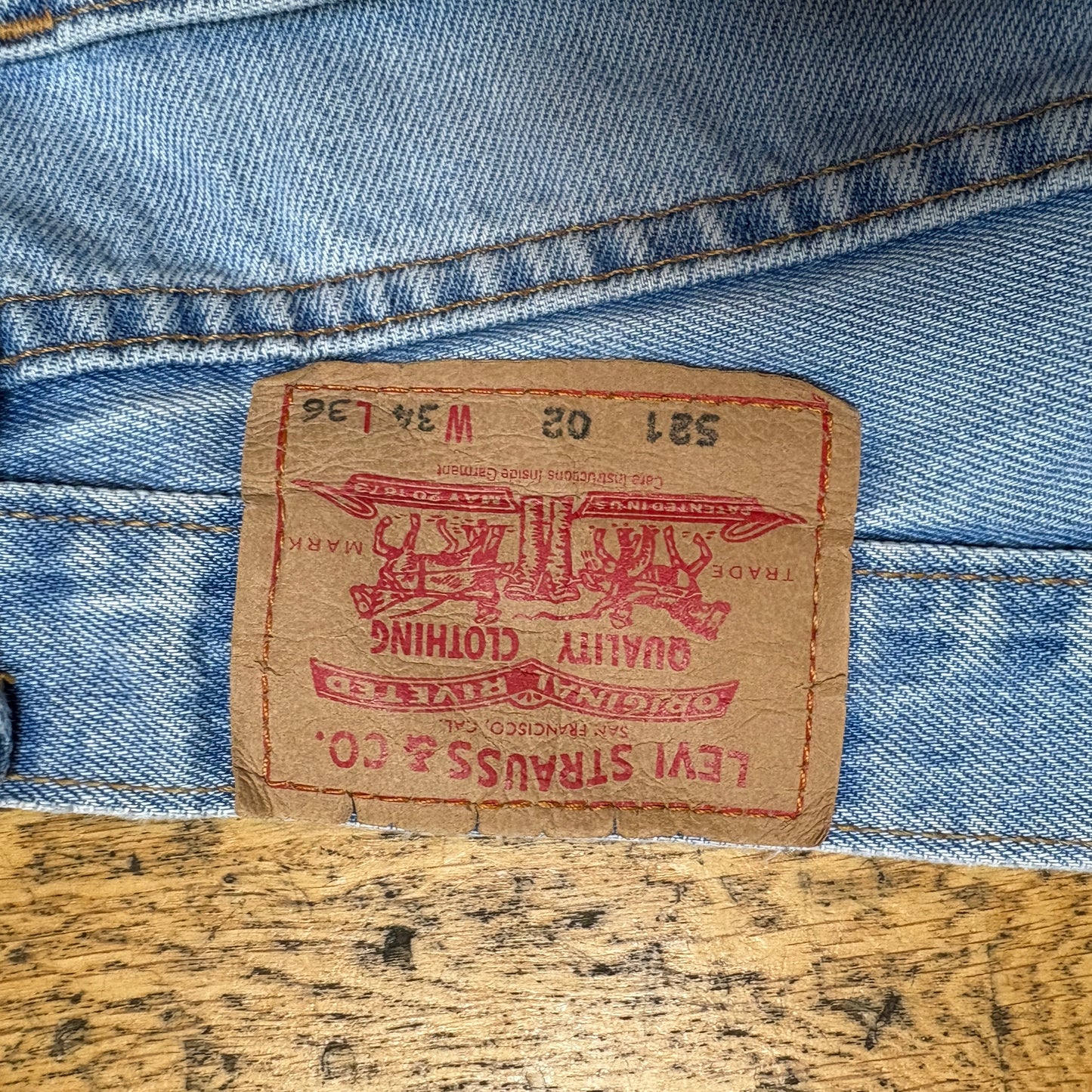 Vintage Levis 521 Straight Blue Denim Jeans - 34L