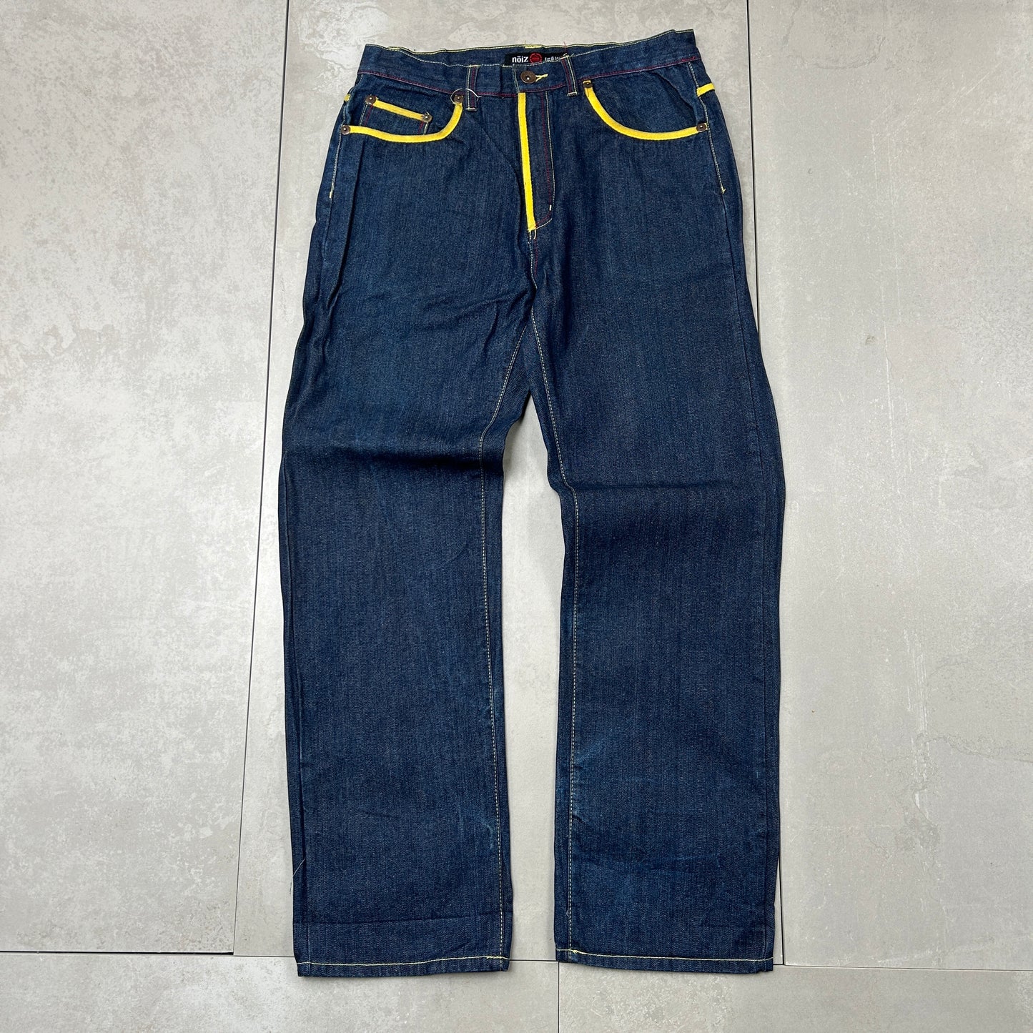 Vintage Noiz Jeans Embroidered Hip Hop Baggy Blue Jeans - 34