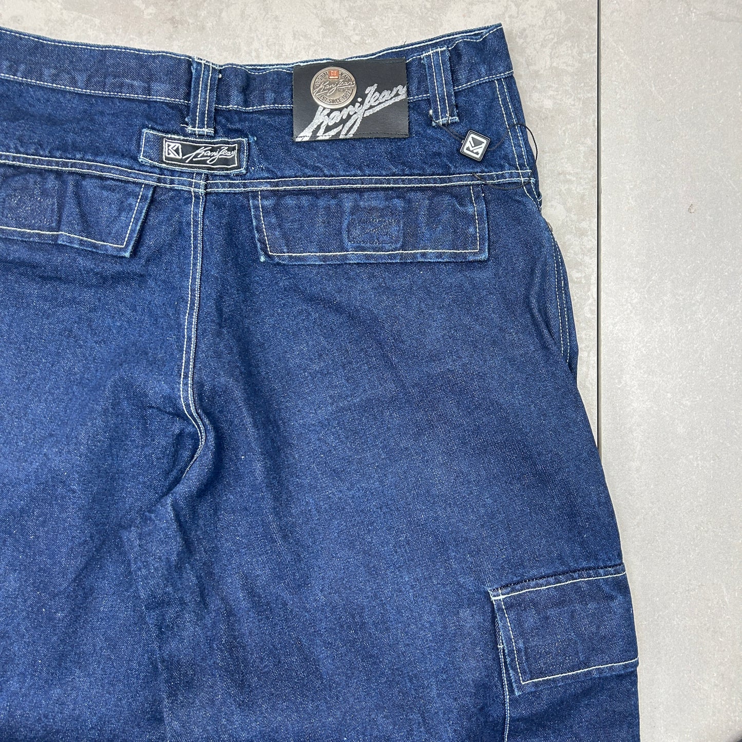Vintage Karl Kani Hip Hop Baggy Cargo Blue Jeans - 36