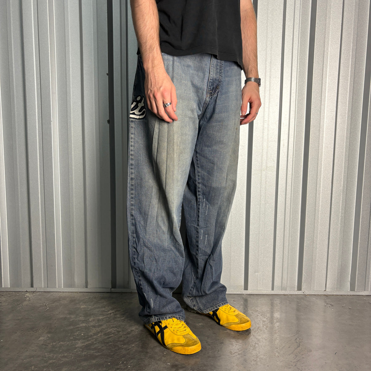 G-Unit Blue Embroidered Japanese Denim Hip Hop Y2K Baggy Jeans - 44L