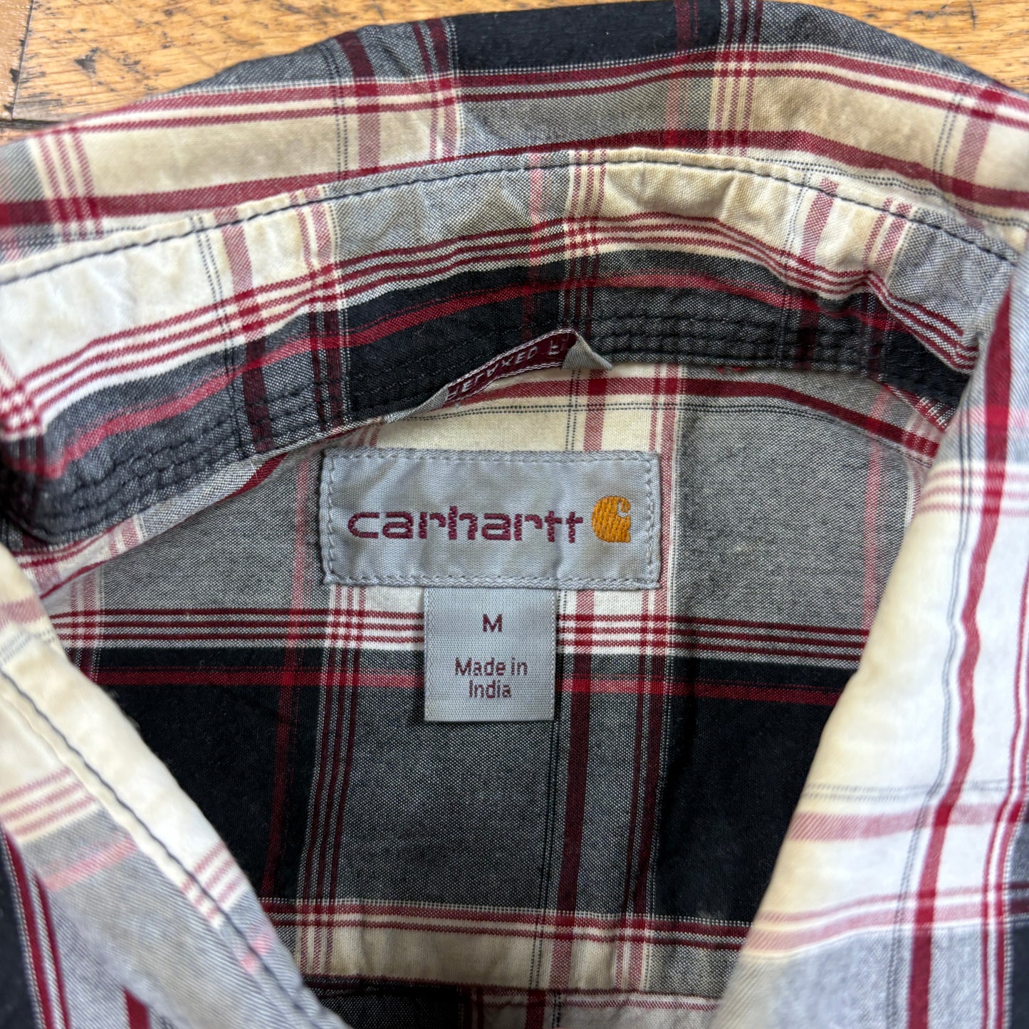 Vintage Carhartt Red Check Short Sleeve Workwear Shirt - M