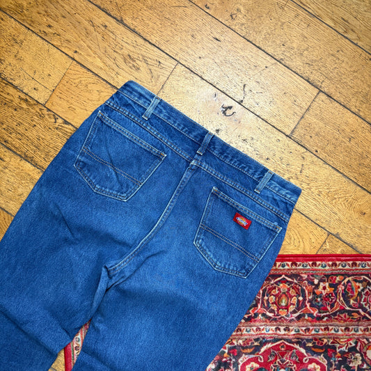 Vintage Dickies Workwear Carpenter Baggy Blue Jeans - 38L