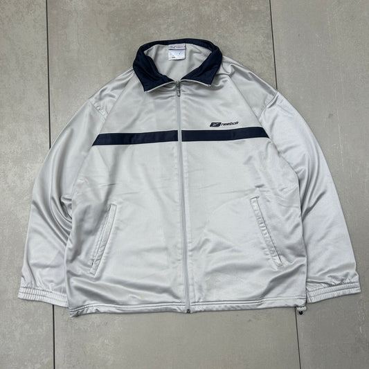 Vintage Reebok Grey Tracksuit Track Shell Windbreaker Jacket - L