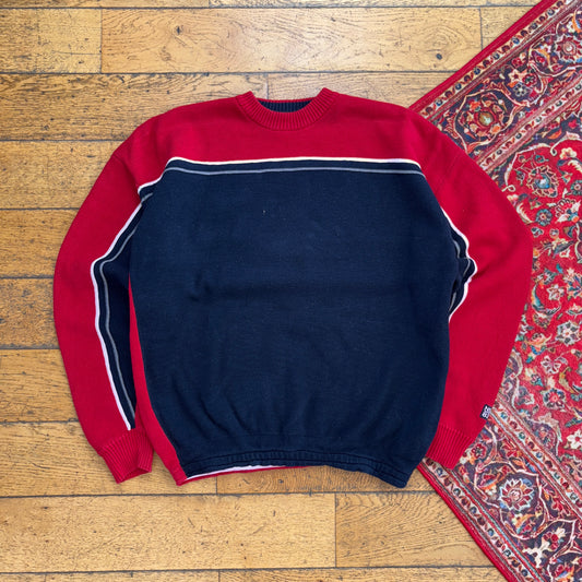 Vintage Nautica Navy Red Knit Jumper - XL