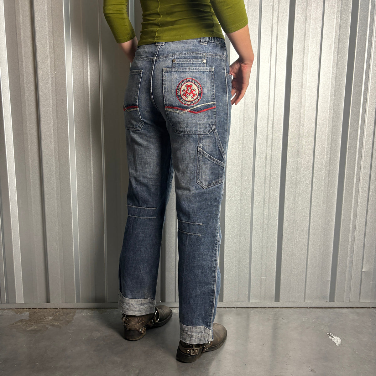 Embroidered Blue Japanese Denim Hip Hop Y2K Baggy Jeans - 28S
