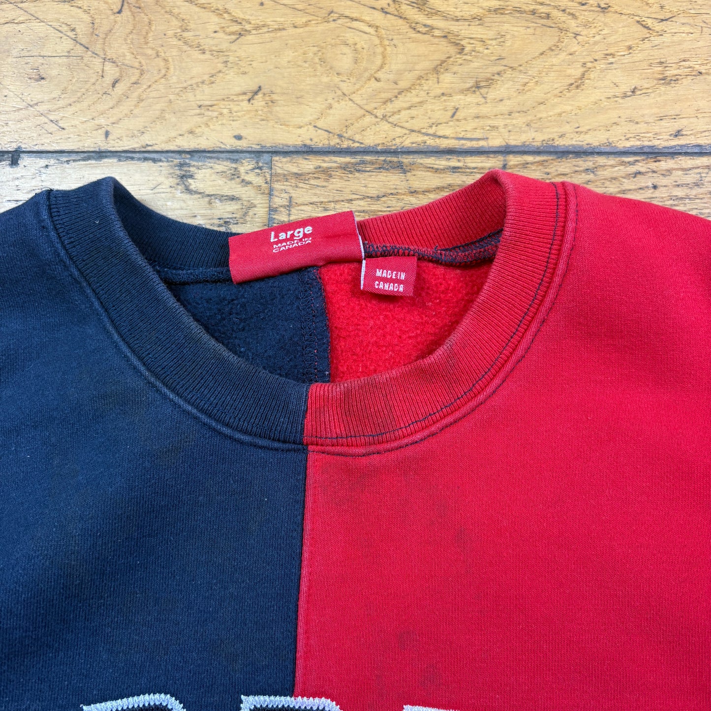 Vintage Supreme Spellout Red Navy Embroidered Sweatshirt - L