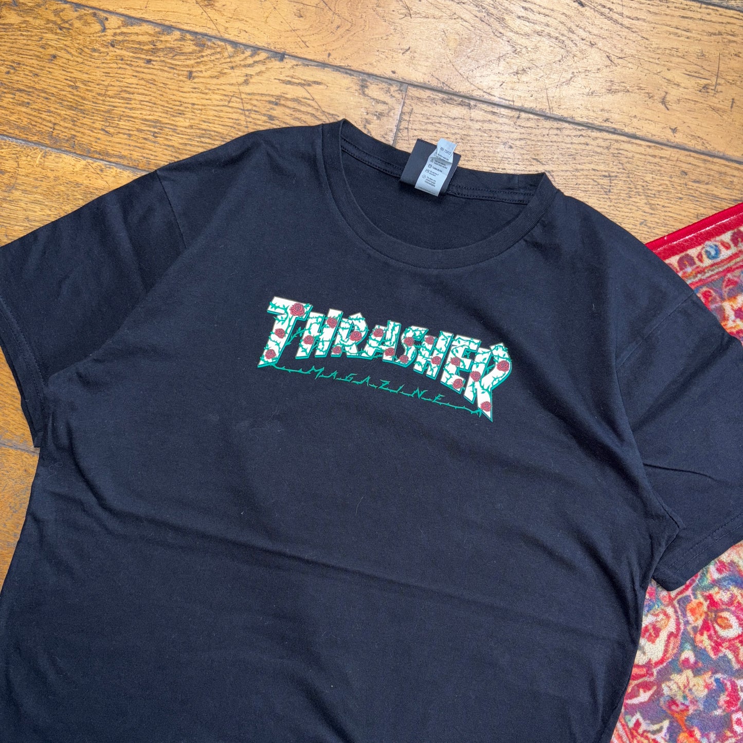 Vintage Thrasher Black Skate Graphic T-Shirt - S