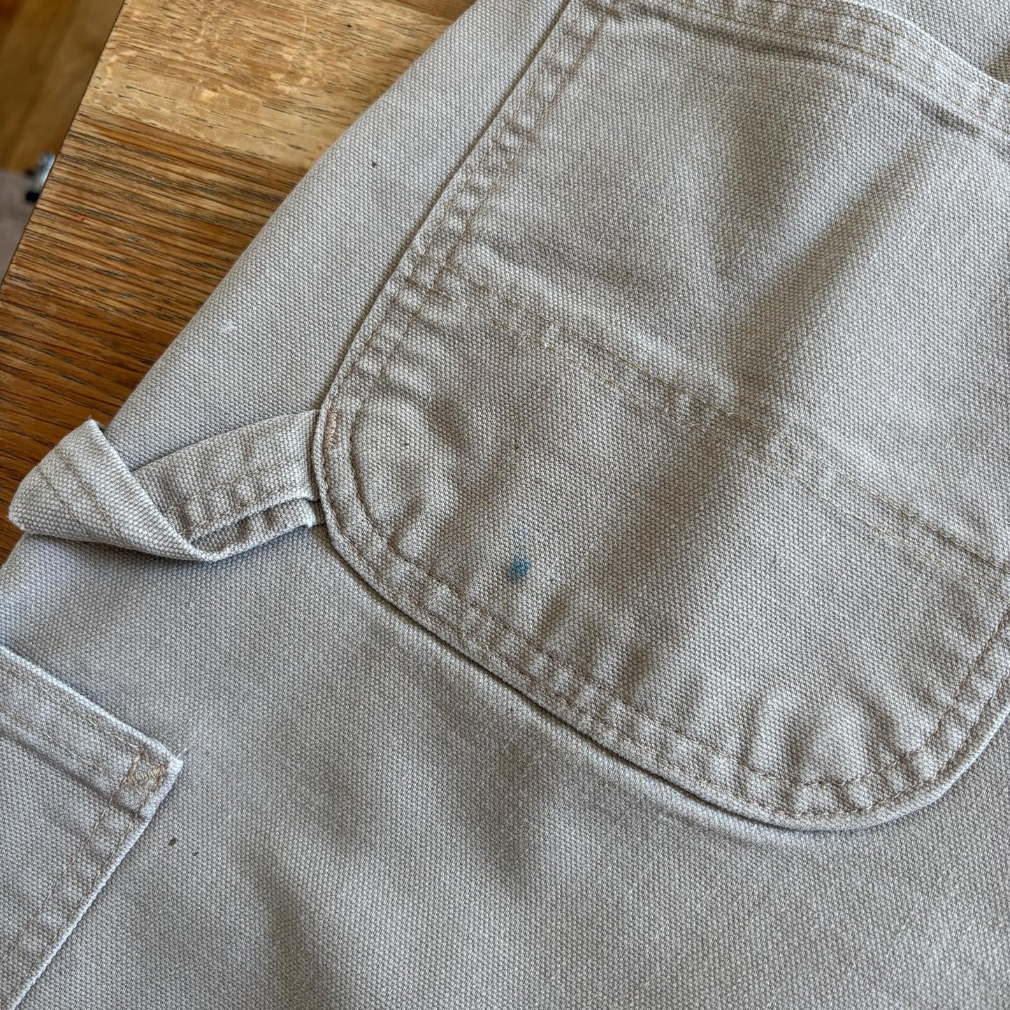 Vintage Carhartt Cream Light Brown Workwear Carpenter Baggy Trousers - 33R