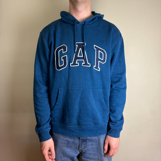 Vintage GAP Blue Embroidered Hoodie Sweatshirt - L