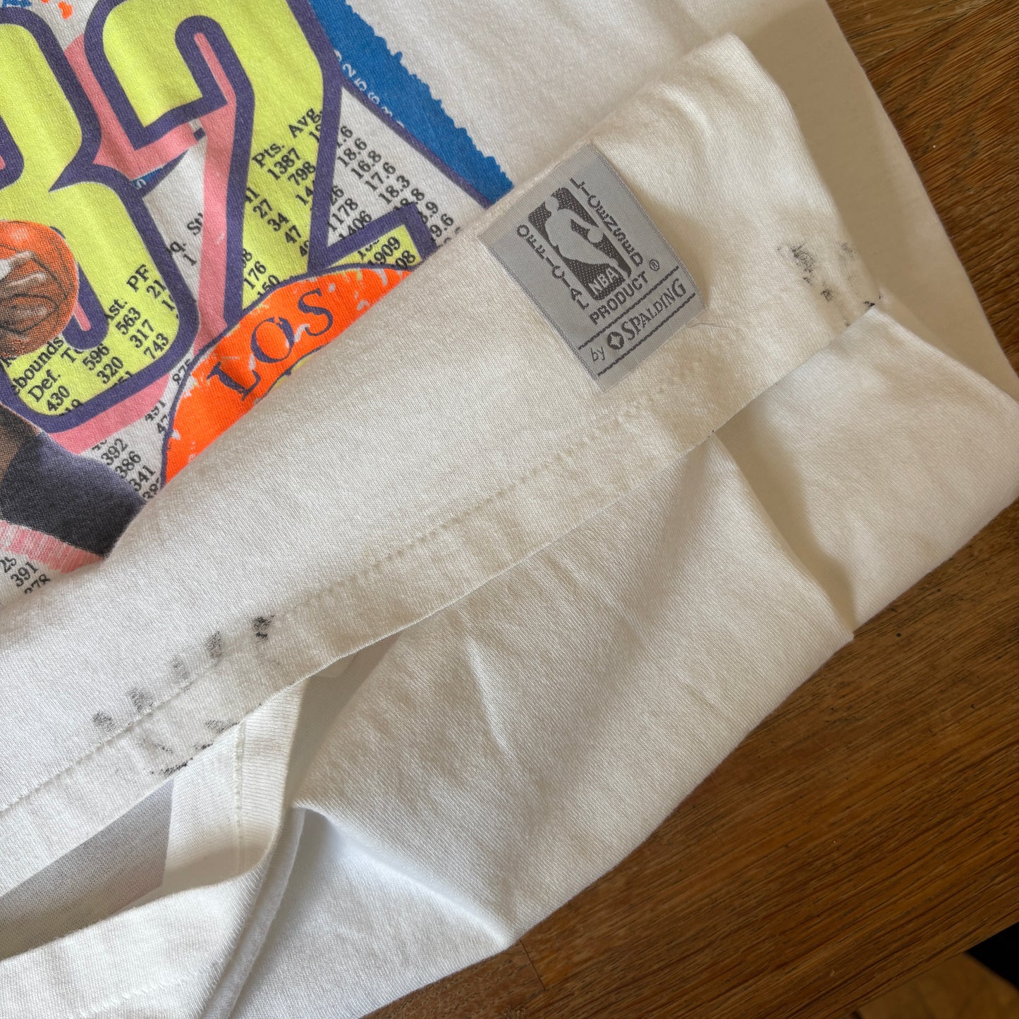 Vintage 90s NBA Lakers Earvin Johnson White Single Stitch Graphic T-Shirt - L
