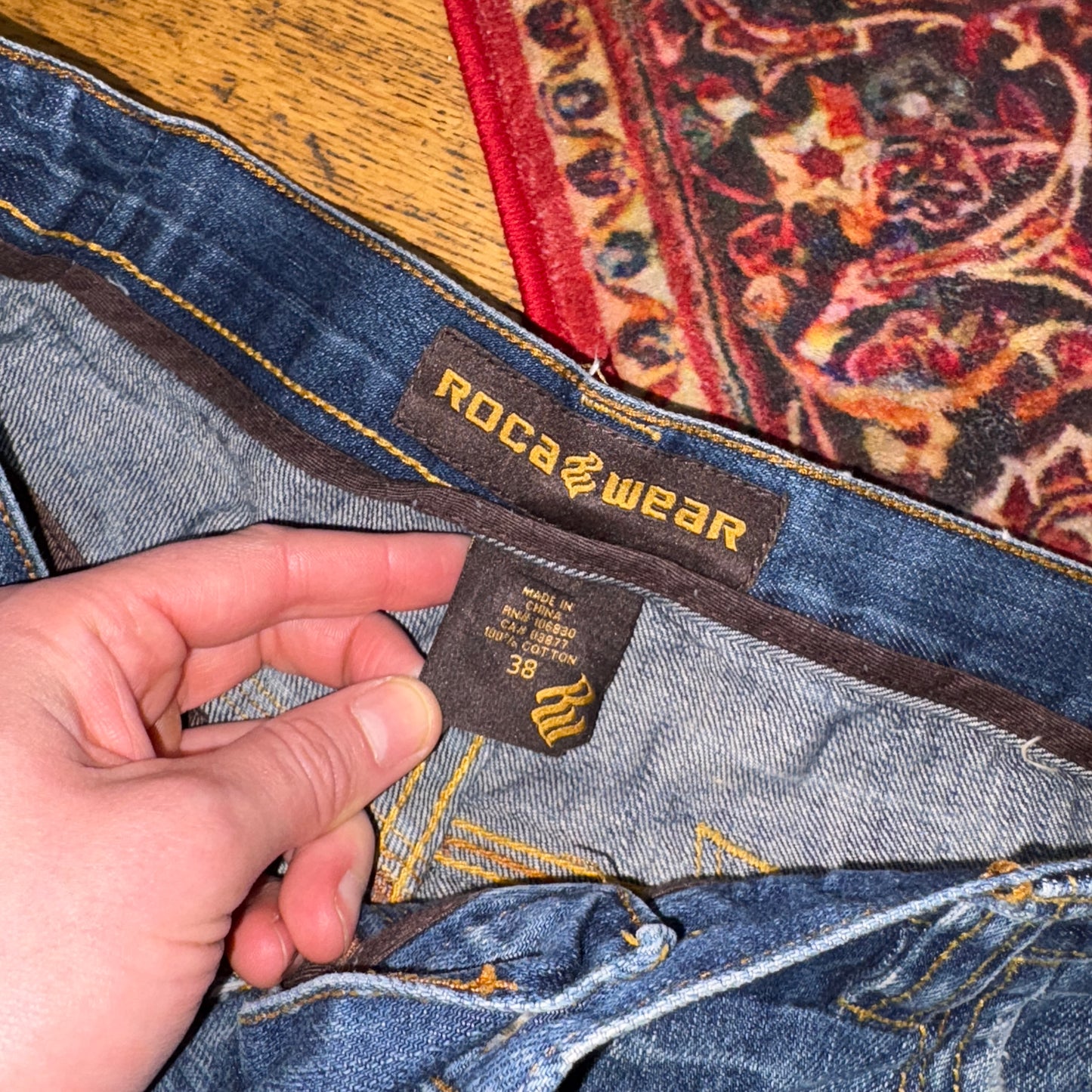 Vintage Rocawear Blue Embroidered Y2K Hip Hop Baggy Jeans - 38L