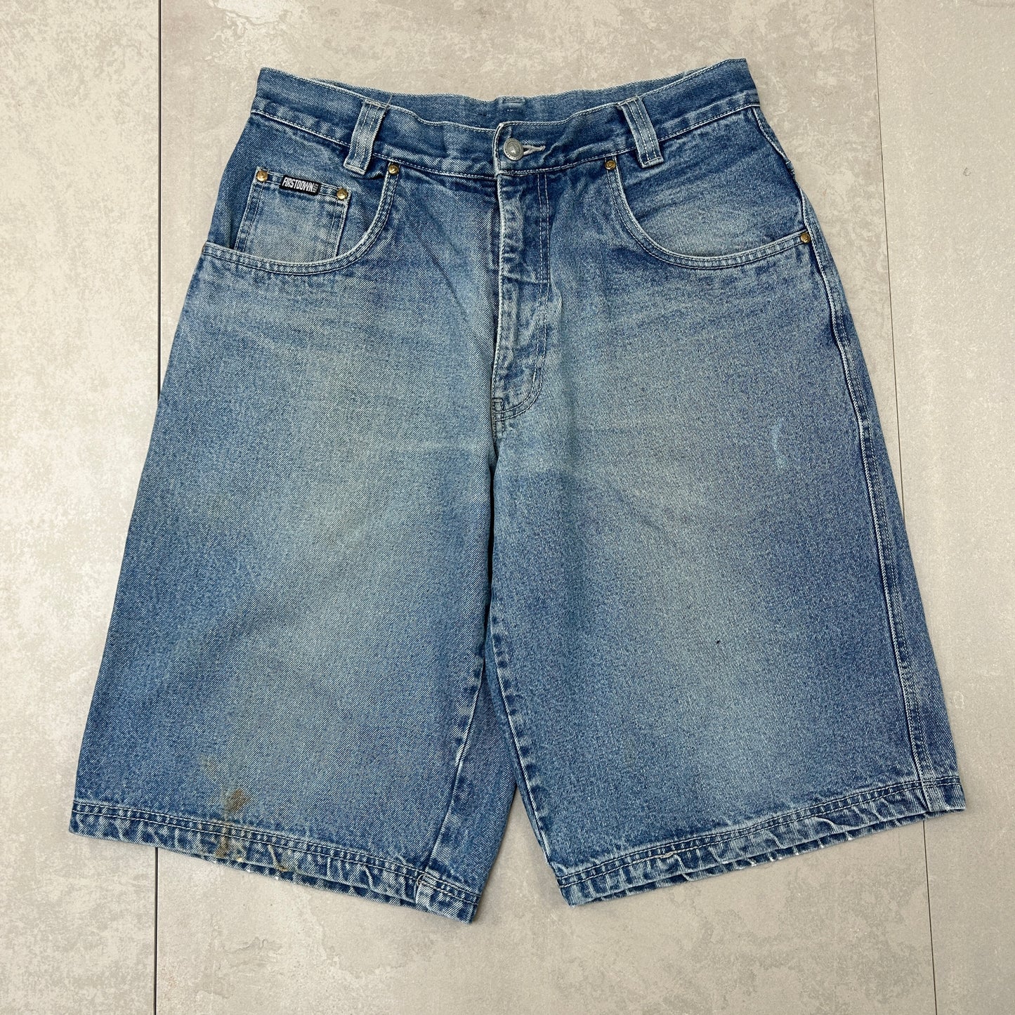 Vintage First Down Embroidered Hip Hop Baggy Blue Shorts Jorts - 33