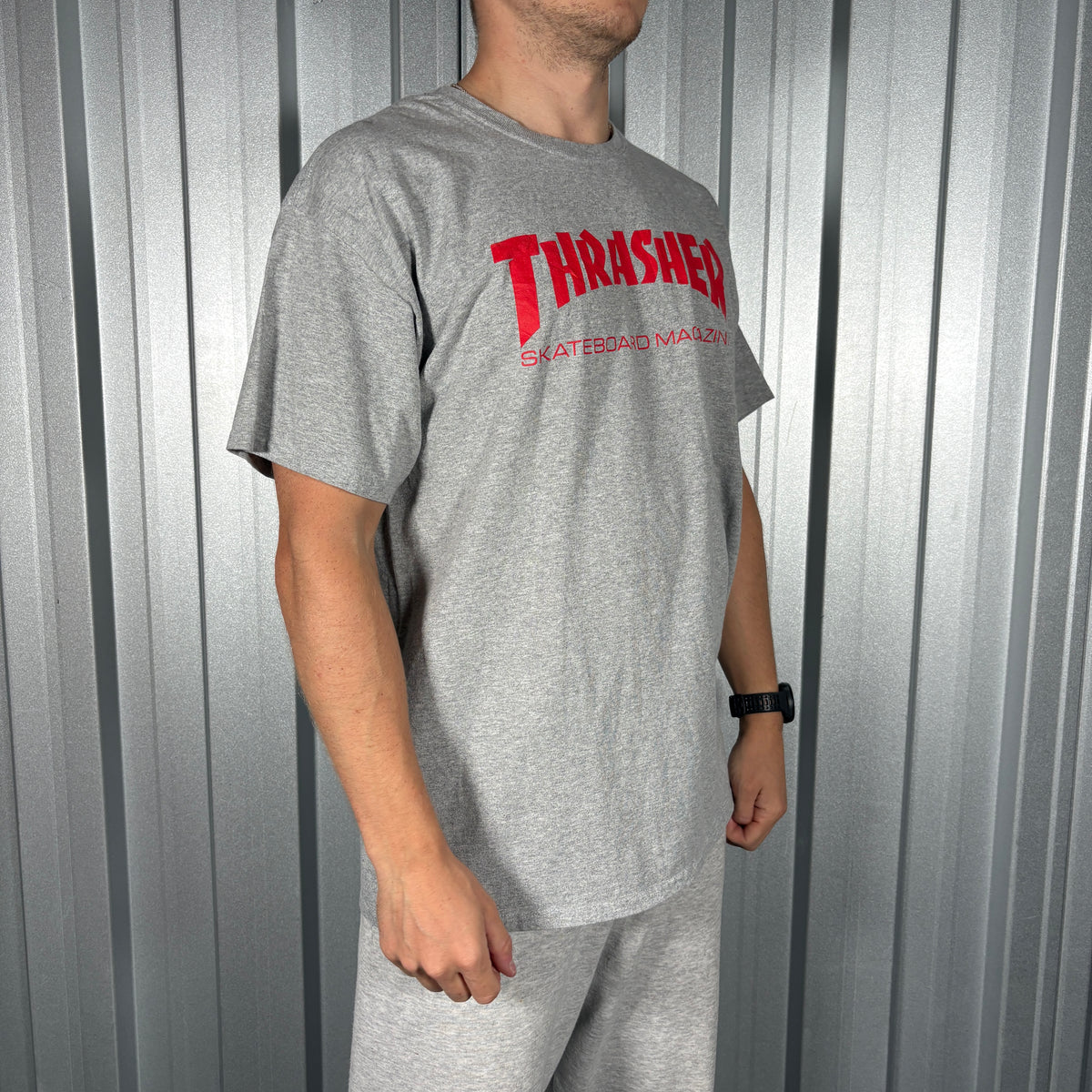 Thrasher Grey Skate Graphic T-Shirt - L