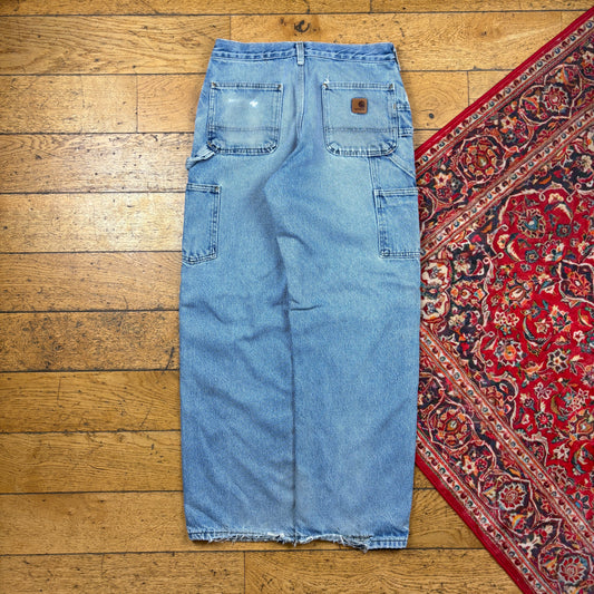 Vintage Carhartt Blue Workwear Carpenter Baggy Jeans - 30