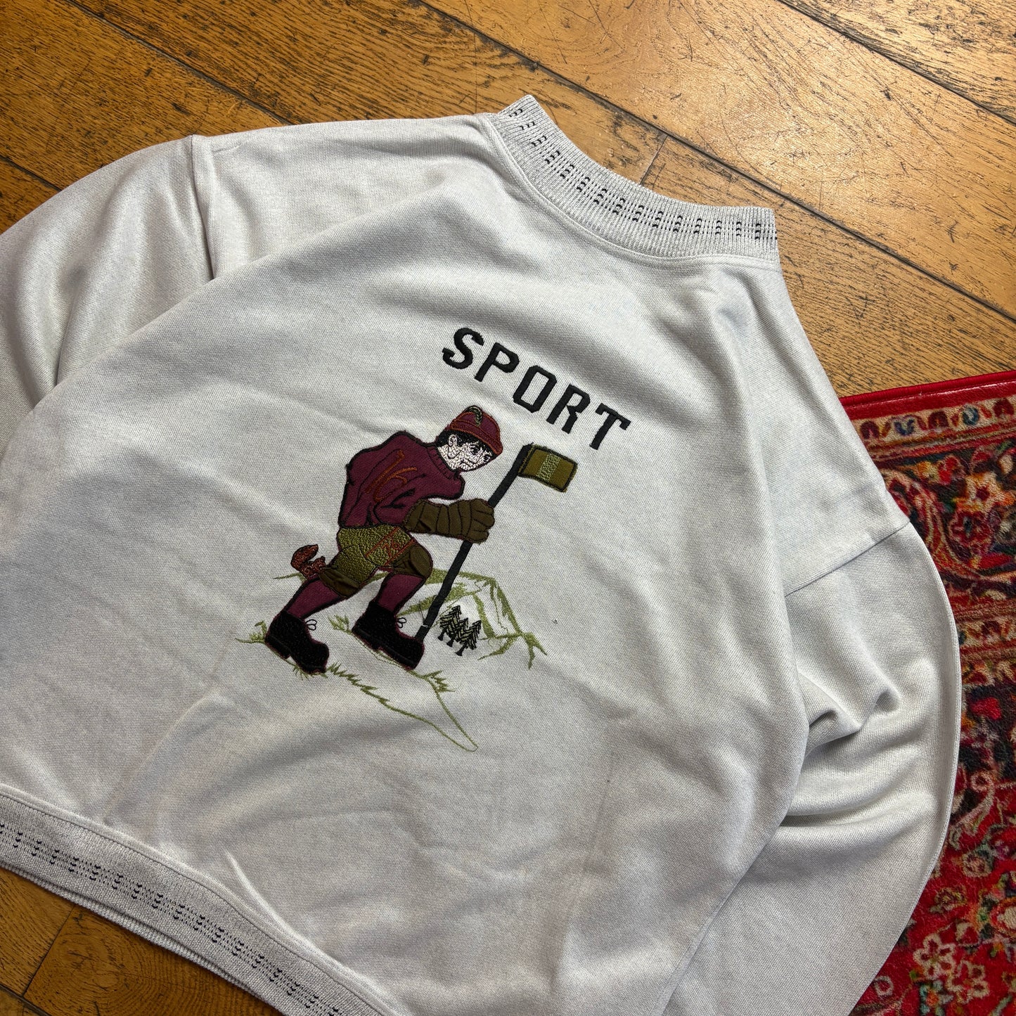 Vintage 90s Sport Grey Boxy Embroidered Sweatshirt - XL