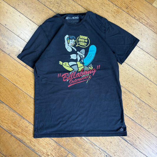 Vintage Billabong Funny Surfwear Black Graphic T-Shirt - S