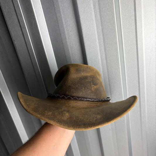 Australian Leather Brown Cowboy Hat - M