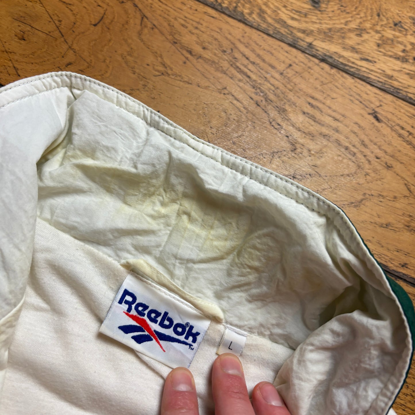 Vintage Reebok Cream Tracksuit Track Shell Windbreaker Jacket - L
