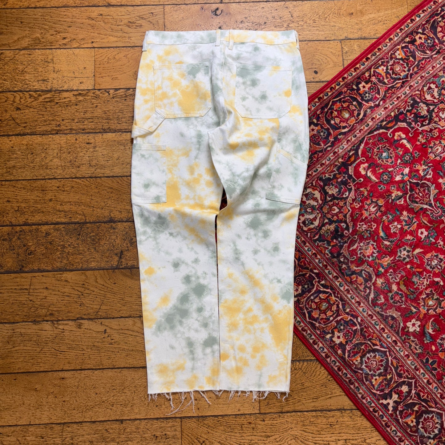 Vintage Pacsun White Bleach Pattern Straight Carpenter Y2K Jeans - 34S