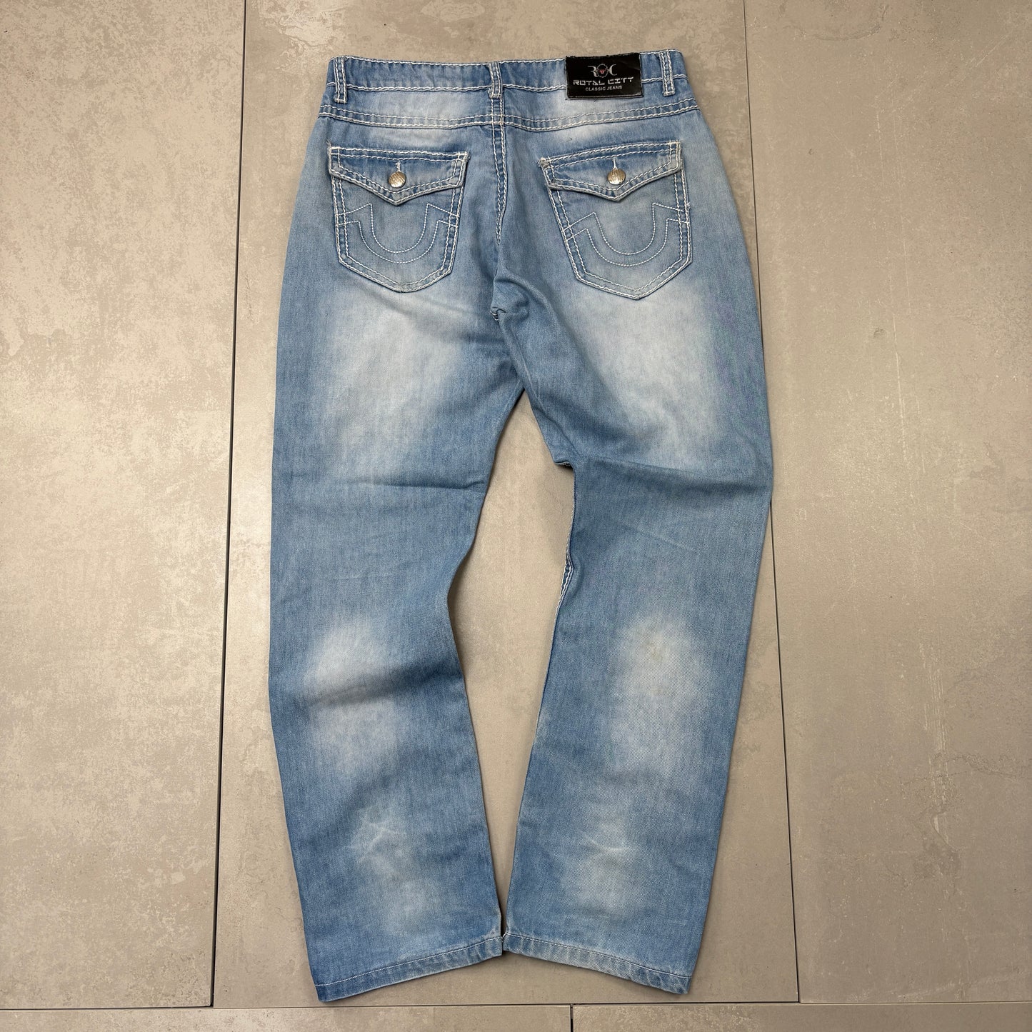 Vintage Embroidered Hip Hop Blue Jeans - 34