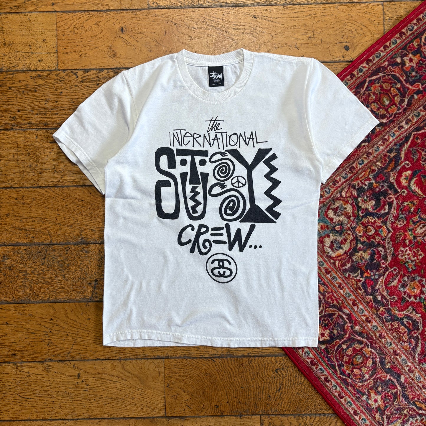 Vintage Stussy White Graphic T-Shirt - XS