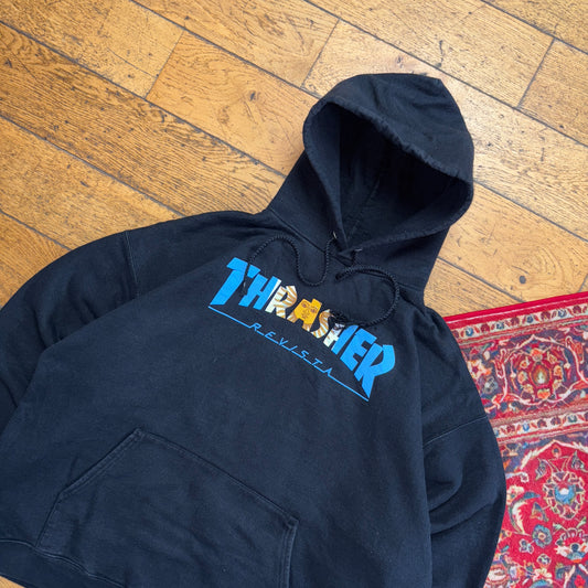 Vintage Thrasher Skate Black Hoodie Sweatshirt - XL