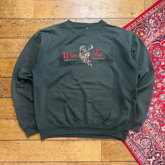 Vintage 90s Green American Embroidered Sweatshirt - XL