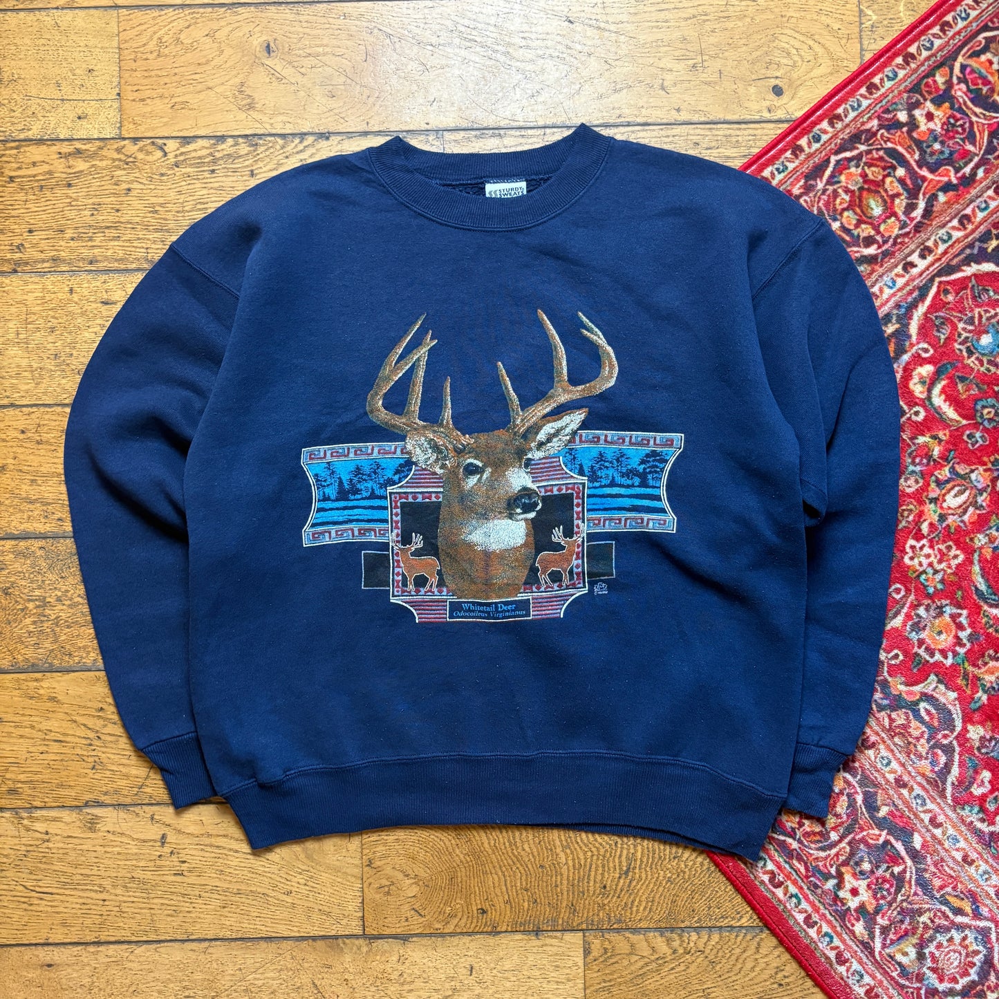 Vintage Lee 1992 Navy Deer Graphic Sweatshirt - L