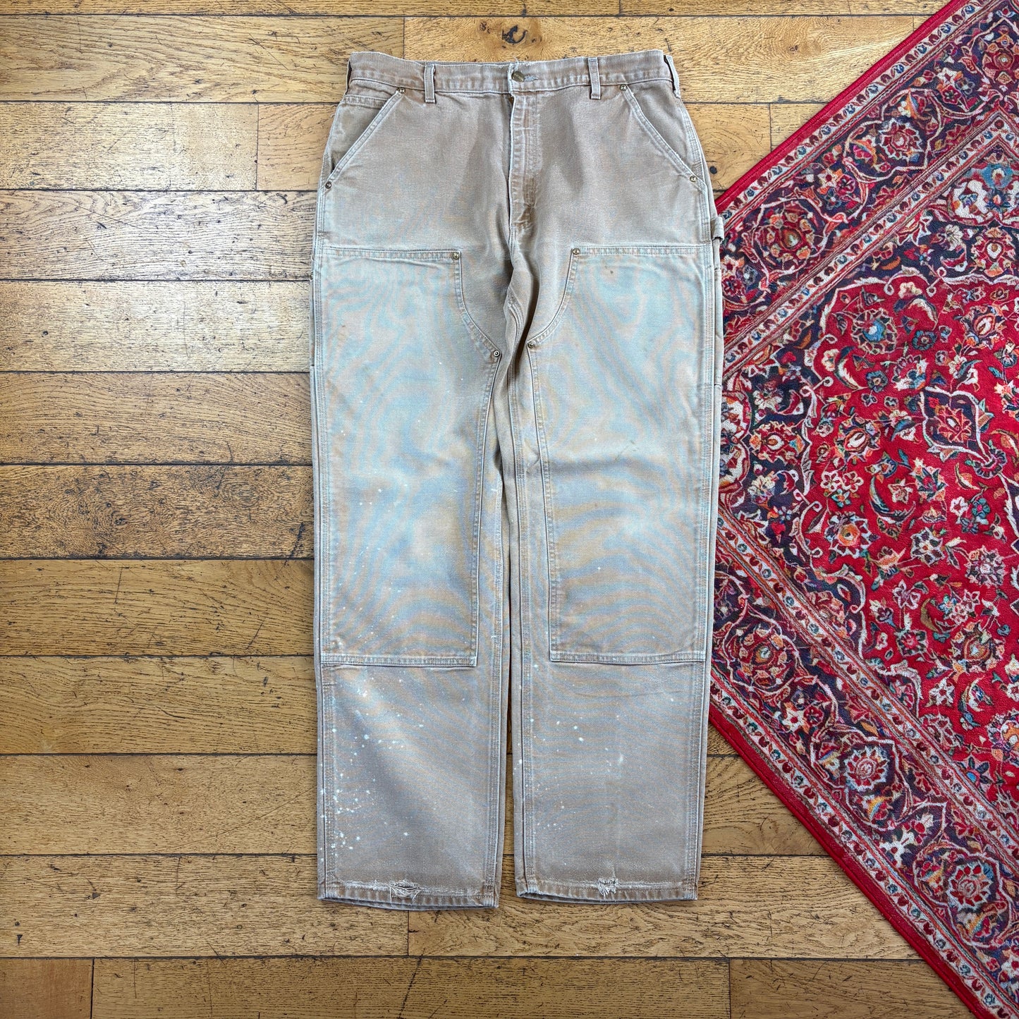 Vintage Carhartt Brown Double Knee Workwear Carpenter Baggy Trousers - 36