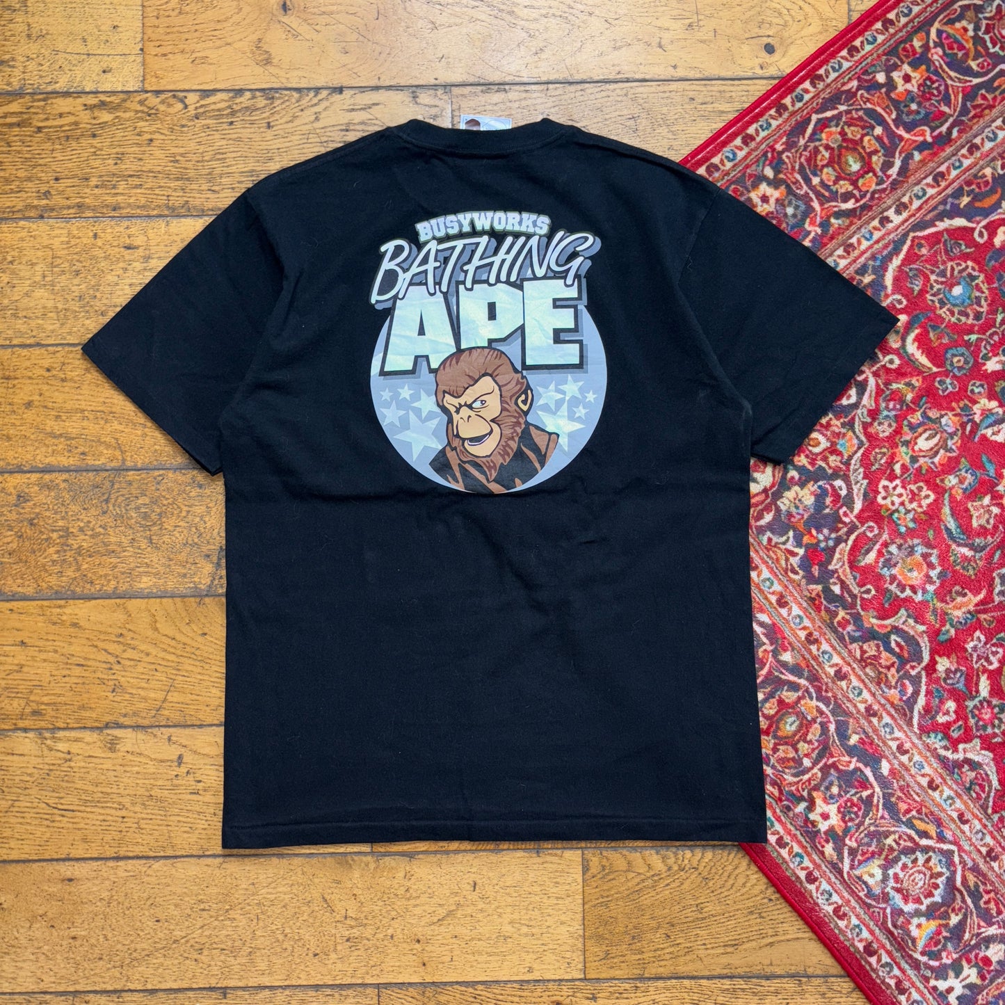 Vintage BAPE Bathing Ape Black Graphic T-Shirt - S