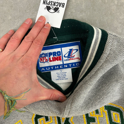 Vintage 90s NFL Green Bay Packers Embroidered Grey and Green Sweatshirt - S