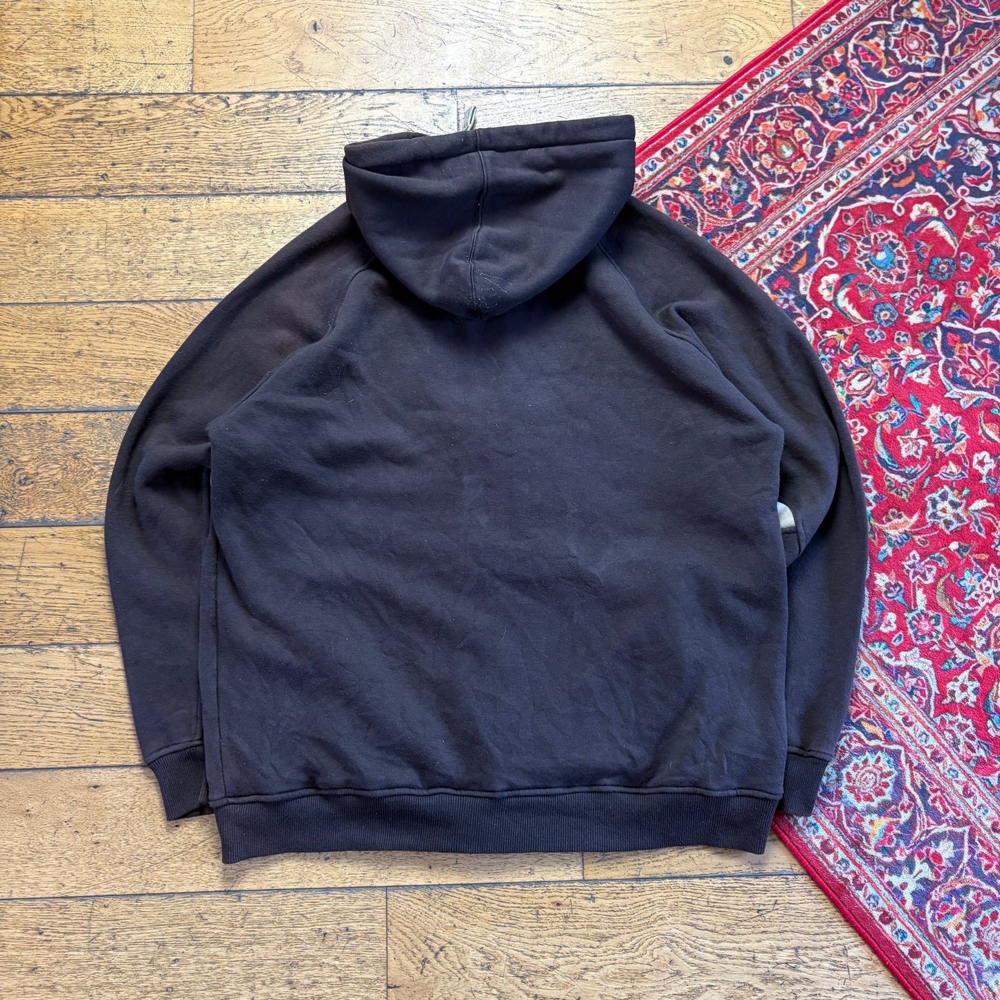 Vintage Southpole Brown Zip Hoodie Hip Hop Embroidered Sweatshirt - XL