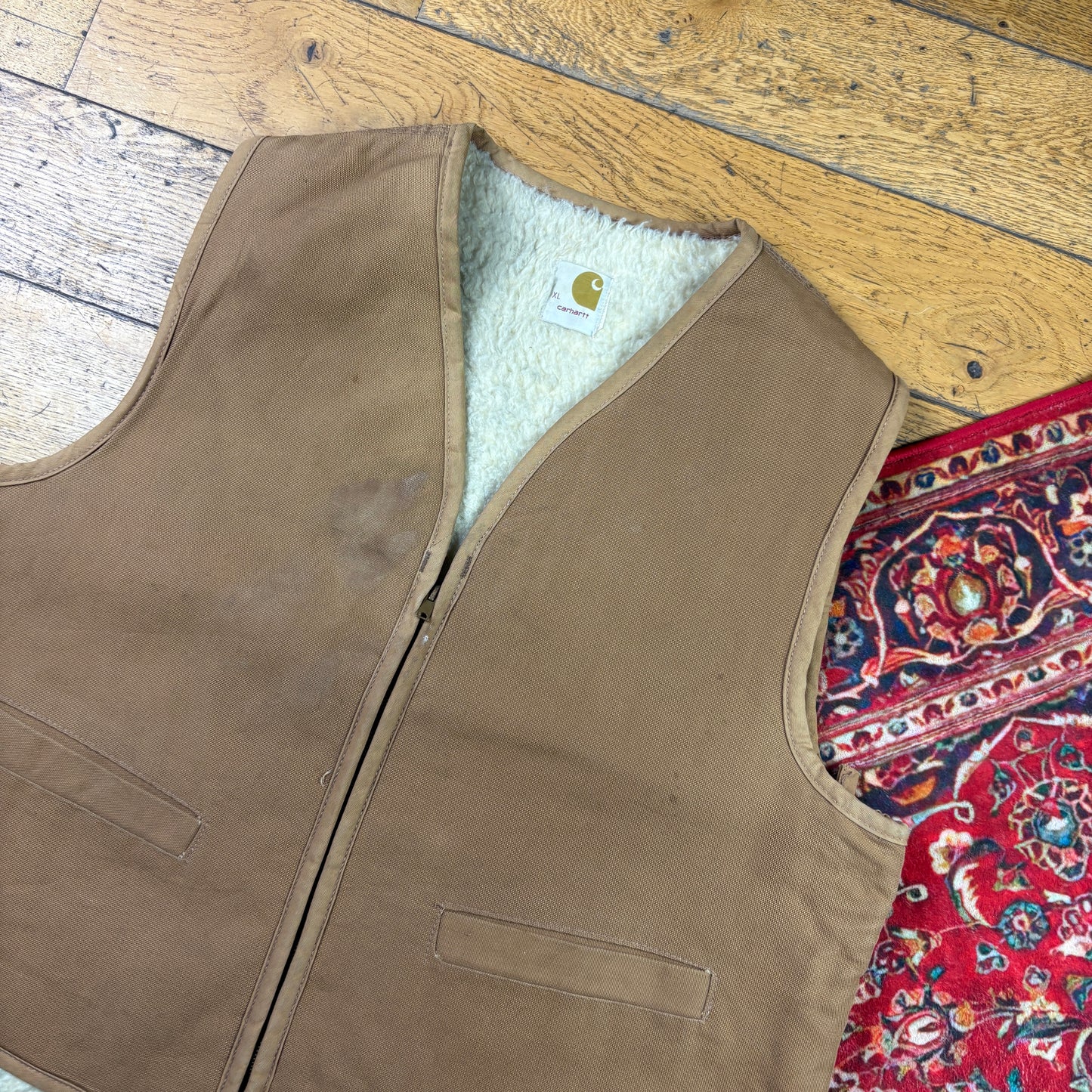 Vintage 80s/70s Carhartt Brown Gilet Vest Workwear Jacket - XL