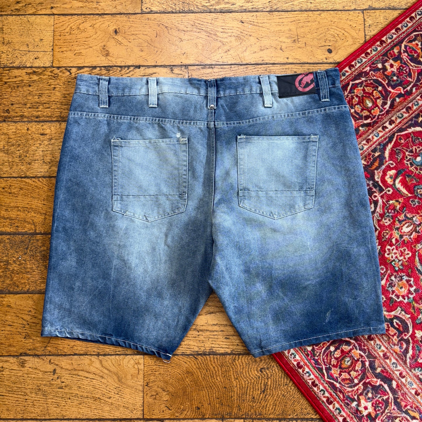 Vintage Ecko Unltd Blue Embroidered Y2K Hip Hop Baggy Jeans Shorts Jorts - 46