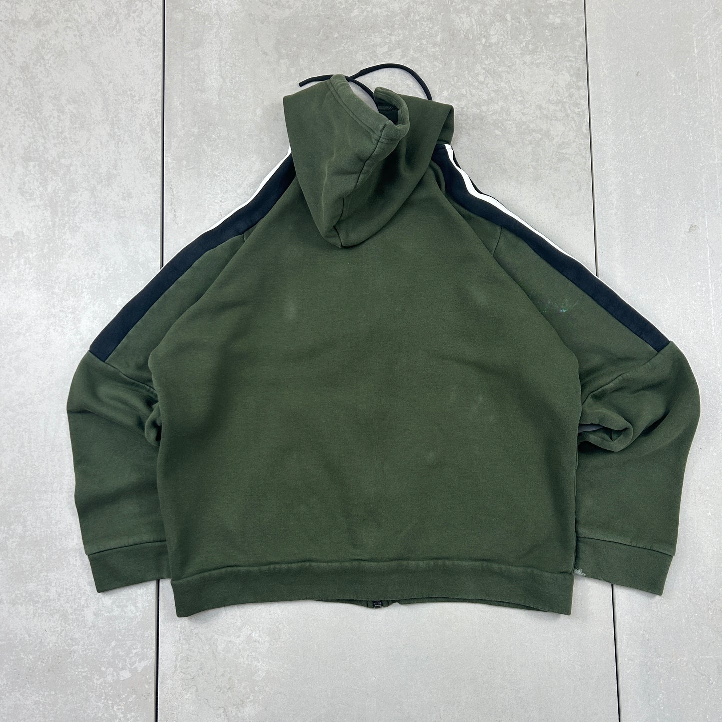 Vintage Adidas Green Zip Hoodie Embroidered Sweatshirt - M