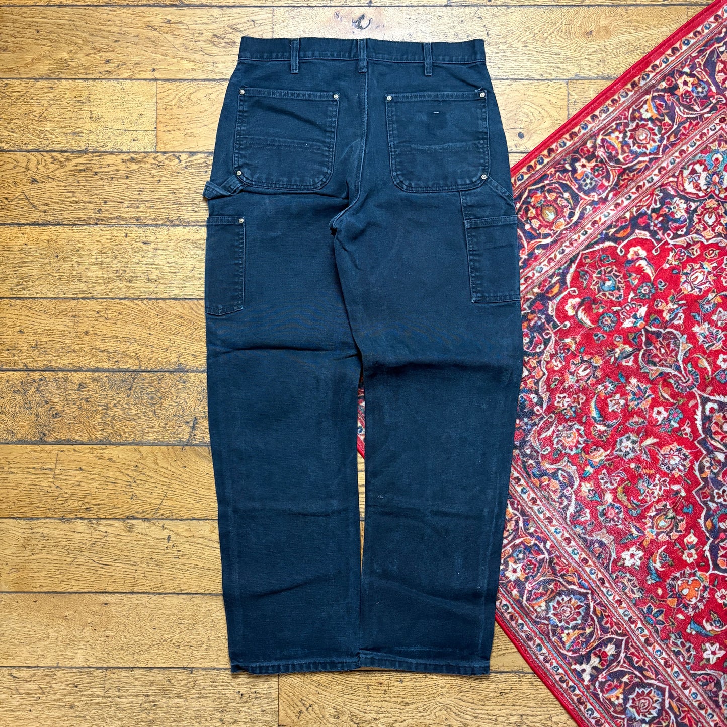 Vintage Carhartt Black Double Knee Workwear Carpenter Baggy Trousers - 33R