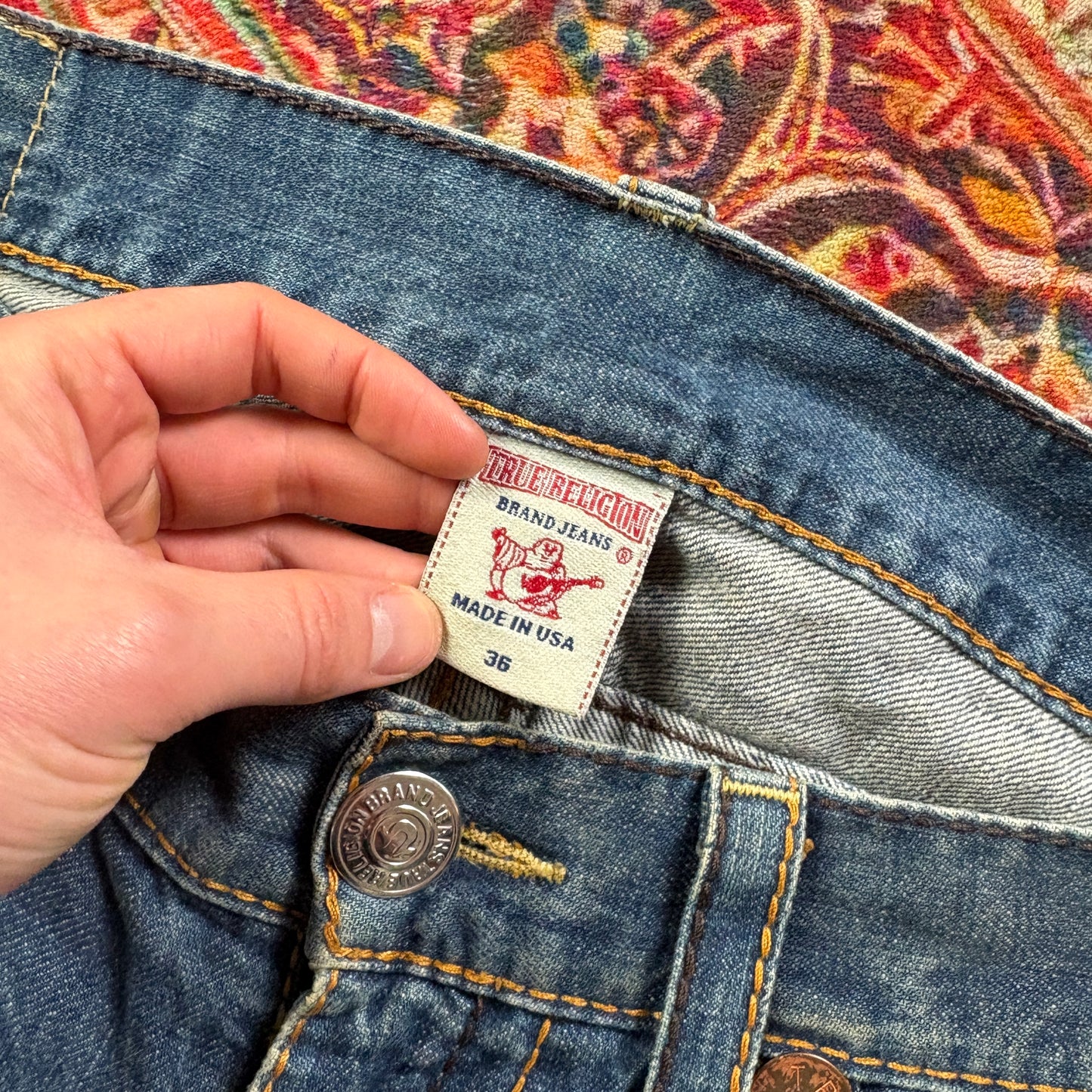 Vintage True Religion Blue Embroidered Y2K Hip Hop Baggy Jeans - 40