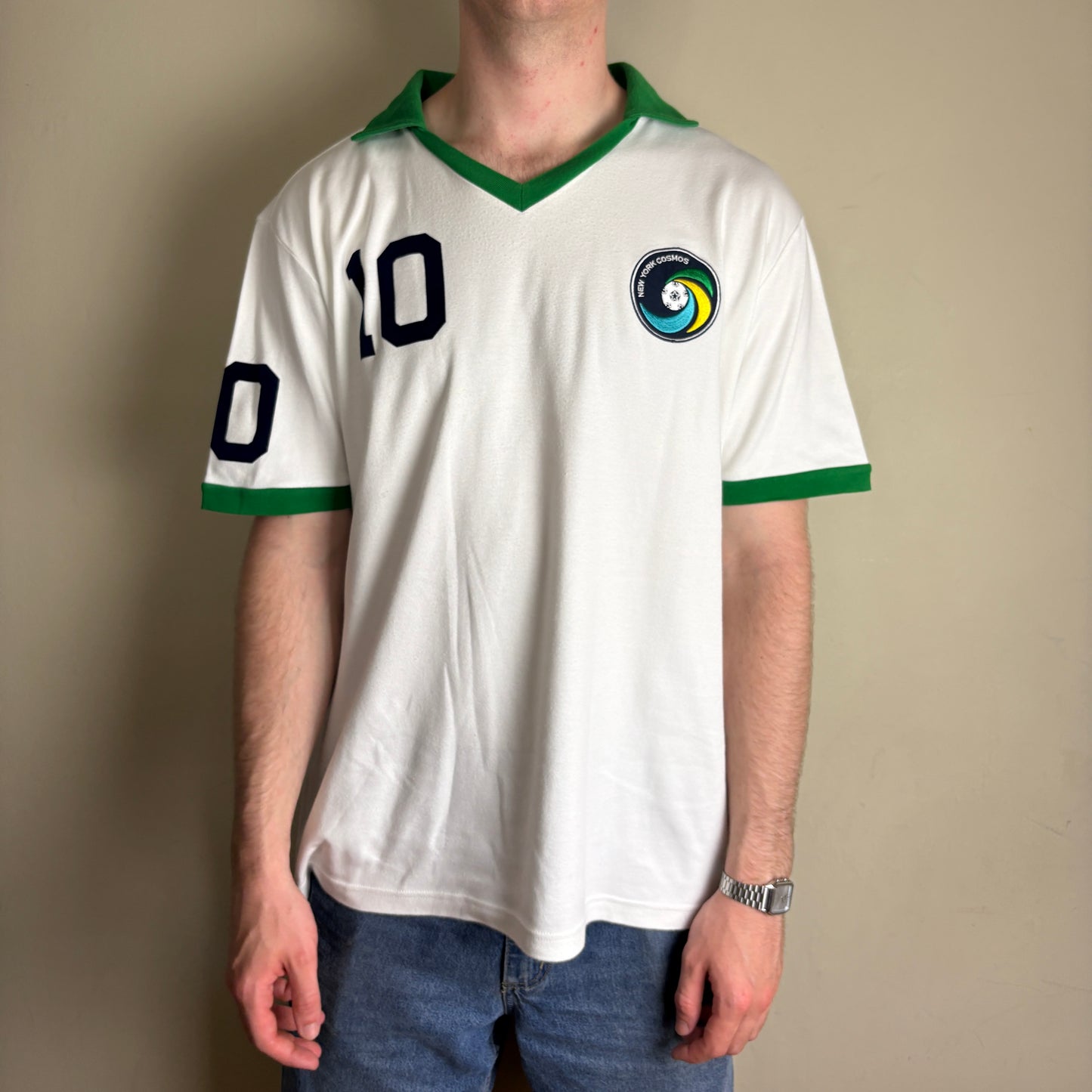 Vintage Umbro Pele New York Cosmos White Football Polo Shirt - 2XL