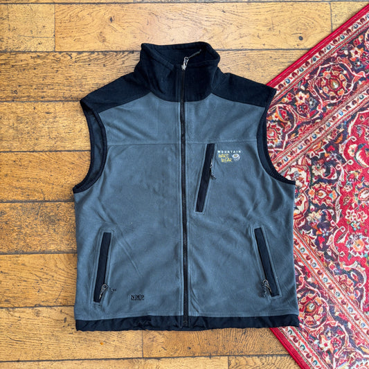 Vintage Mountain Hardwear Grey Black Fleece Zip Gorpcore Vest Gilet - M