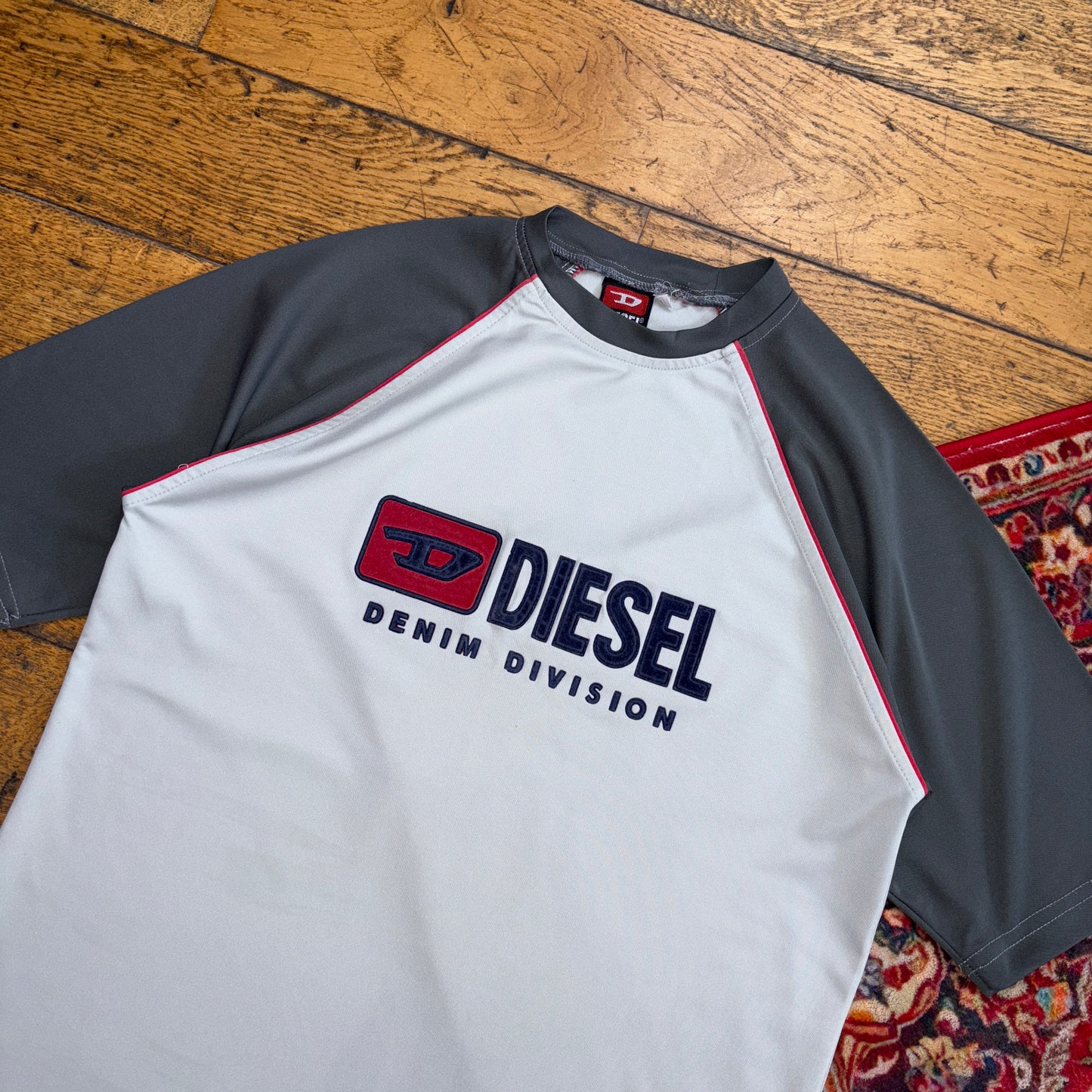 Vintage Diesel Grey Raglan Graphic T-Shirt - XS