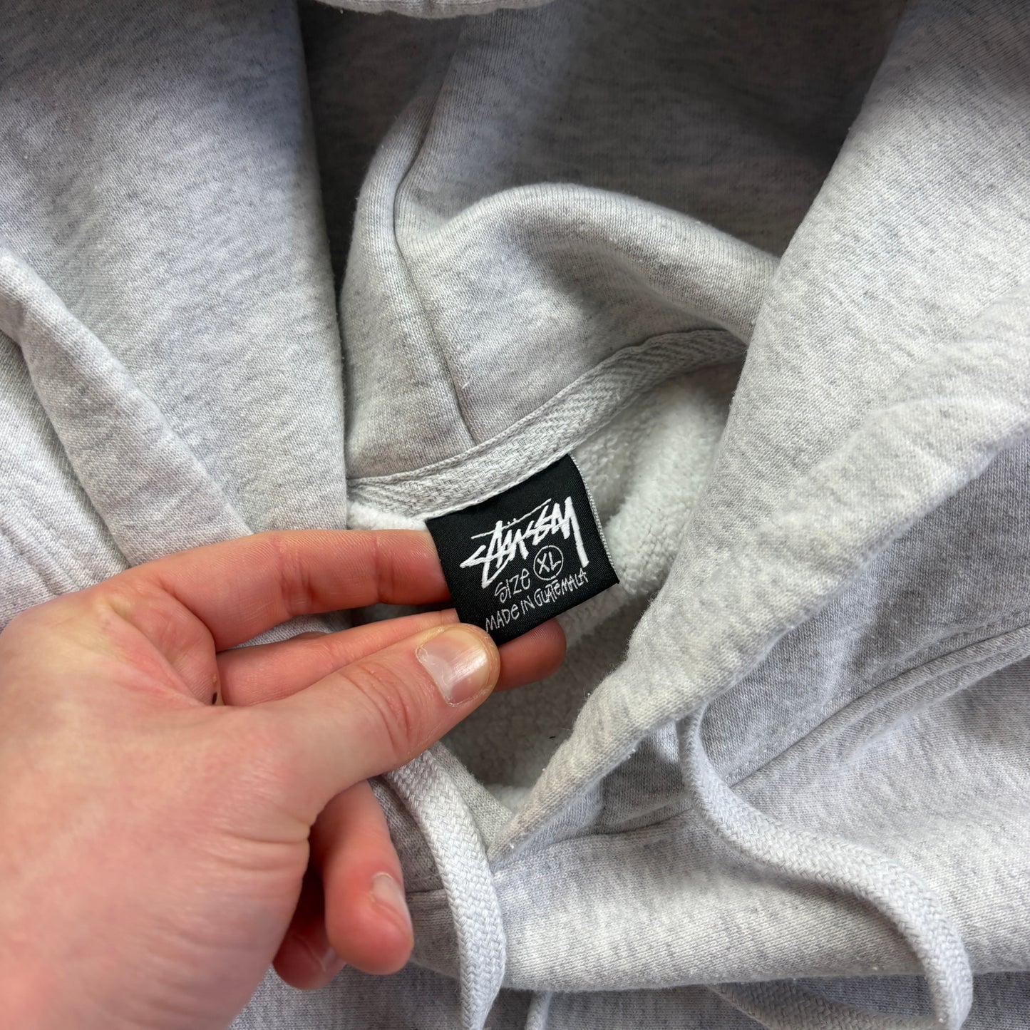 Vintage Stussy Grey Heavyweight Embroidered Hoodie Sweatshirt - XL