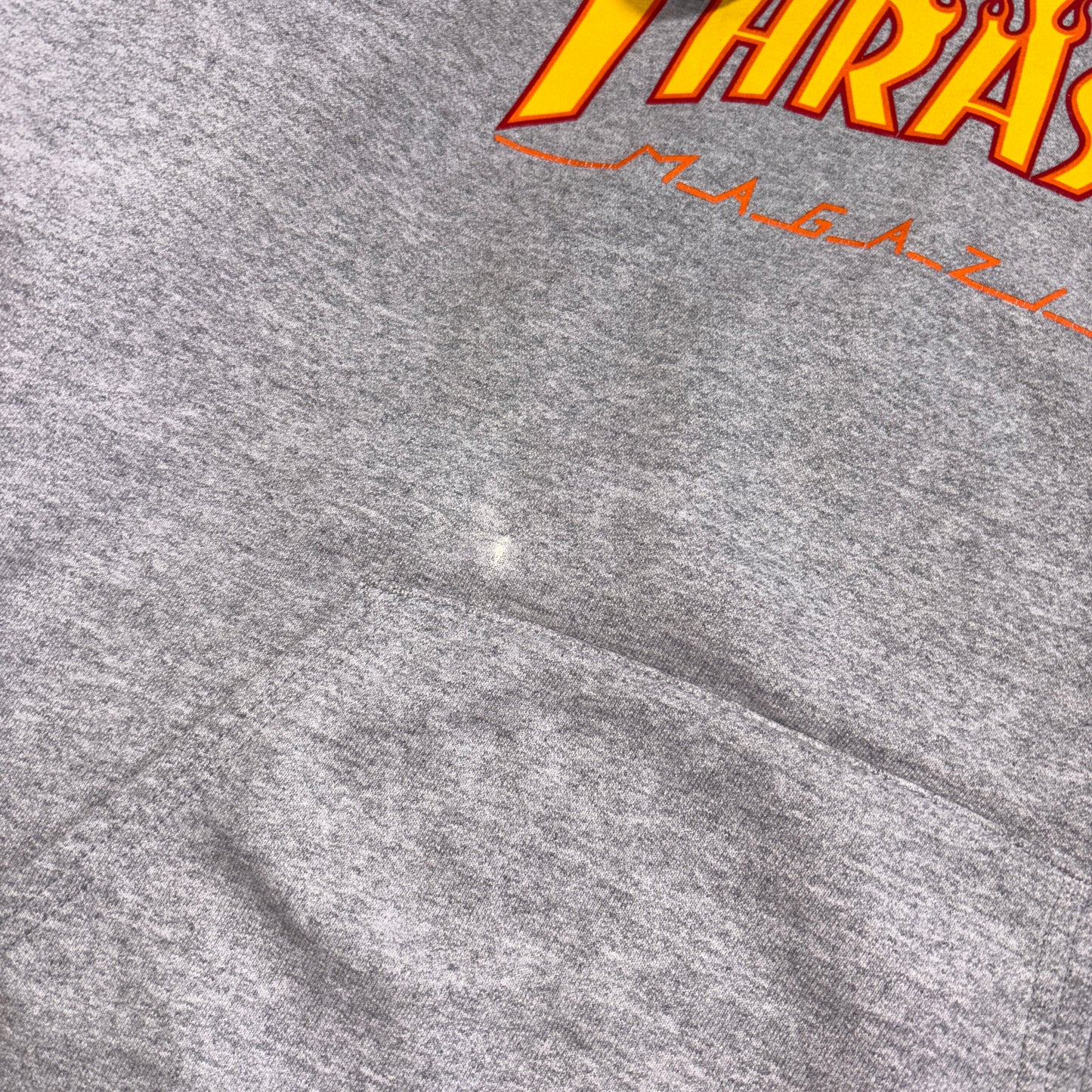 Vintage Thrasher Grey Flames Skate Hoodie Sweatshirt - S