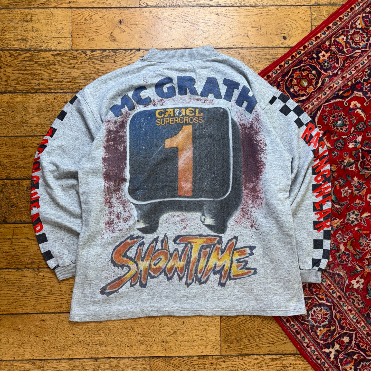 Vintage 90s Supercross Motorbike Grey Graphic Sweatshirt - XL